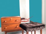 Simple & Stylish Nedun Wood Dressing Table with velvet cushioned stool